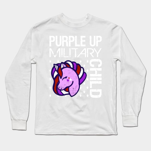 Awareness Month Purple Up Military Child Purple-Up Unicorn Long Sleeve T-Shirt by alcoshirts